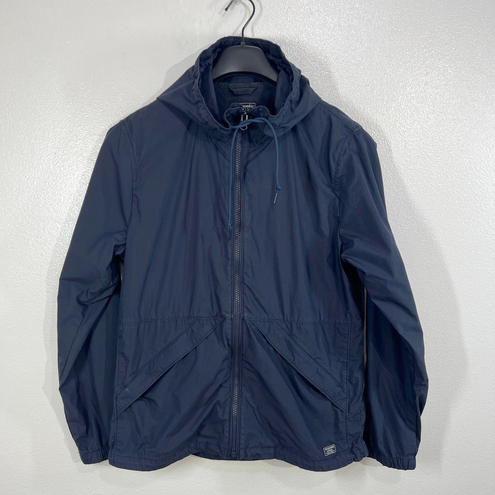 Abercrombie & Fitch Men's Hooded Windbreaker Jacket Large Navy Water Resistant